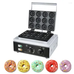 Ekmek Yapımcıları Ticari 12 Delik Waffle Donut Makine Kurabiyeleri 1550W Donut Maker Tatlı Bake Bakeware Elektrikli Pişirme Tavası Ekipmanları