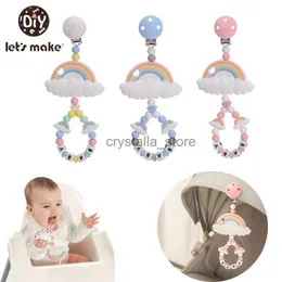 Låt oss göra Rainbow Teether Baby Bed Hanging Rattles Toy Shape Crochet Beads Armband PRAM Clip Baby Rattle Baby Carriage Toy HKD230817