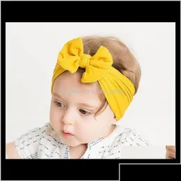 헤어 액세서리 출생 아기 머리띠 turban bow headband girls headwrap 텍스쳐 나일론 탄성 아이 DIY 드롭 배달 제품 dhwrn