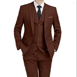 بدلات الرجال 2023 مكتب الأعمال الرسمي Slim Fit Fashion Men Men Luxury Designer 3 قطع (سترة سروال سترة) زي صب Homme