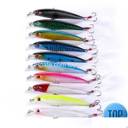 Baits Lures 1 Pcs Minnow Fishing 90Mm 8G Bass Trolling Artificial Hard Bait Crank Wobblers 3D Eyes Pike Carp Tackle Drop Delivery Sp Dh1Mw