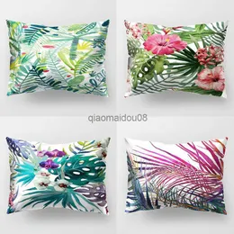 Kuddefodral 30x50 cm Spring Leaves Rektangelfodral Soffa midja Kasta heminredning Tropisk växtfodral Polyester CUSHION COVER HKD230817