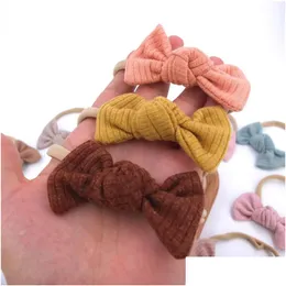 Hair Accessories 3Inch Cotton Ribbed Bows Nylon Baby Headband Solid Bow With Or Clip For Kid Girls Headwear Drop Delivery Kids Matern Otp7T