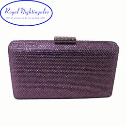 Evening Bags Royal Nightingales Purple Hard Box Case Crystal Clutches and for Womens Matching Shoes Dress 230817