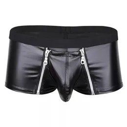 Briefas calcinhas masculinas lingerie de couro sexy calça curta aberta para sexo fetiche boxer boxer de grochless de cueca bulge bolsa sexi 230817