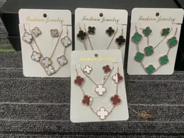 Lyxdesigner smycken sätter högkvalitativt fyrbladklöver mode kvinnliga armband örhängen klöver halsband valentins dag födelsedagspresent till kvinna