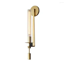 Lâmpada de parede American Glass Tube Bronze Lâmpadas de bronze LED Vintage Industrial Style Room Bedroom Estudar Espelho Armazel de farol