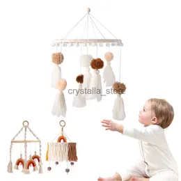 Macrame Rainbow Baby Boho Bracket Hanging Rattles Baby Toys Wooden Bed Bell Holder Arm Bracket for Babies Gift HKD230817