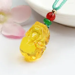 Pendant Necklaces Natural Amber Pixiu Necklace Men Women Fine Jewelry Genuine Baltic Golden Ambers Brave Troops Lucky Charms Amulets