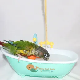 Other Pet Supplies Parrots Automatic Bath Tub Bird Bathing Box Shower Bowl Bathroom Swimming Pool Toy Auxiliary Drop 230816