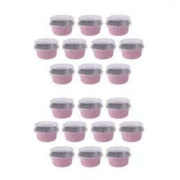 Bakningsverktyg 200st 5oz 125 ml engångskakor Muffinfoder med lock Aluminiumfolie Cupcake Cups-Pink