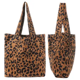 Abendtaschen Mode Frauen großer Cord -Umhängetasche Handtasche Handtasche Leopardenmuster 230817