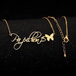 Chokers Mode personalisierte handgefertigte Gewohnheit jeder Namen Schmetterling Star Herz Anhänger Halskette für Frauen Choker -Kette Juwelenjahr 230817
