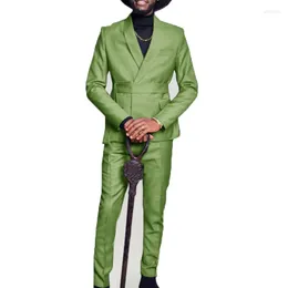 Erkekler 2023 Terzi Made Yeşil Çift Made Men için Erkekler Groom Smokin Tuxedo Terno İnce Fit Sıradan Adam Blazer Party Düğün