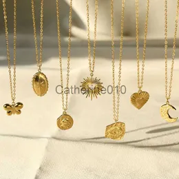 Colares de pingentes de colares de verão de aço inoxidável para homem para homens Corrente de coração Chain Chaker Cara Butterfly Colares Vintage Jewelry Gifts Decor J230817