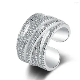 クラスターリングトレンディ925スターリングシルバーウェディングバンドEternityn Open Ring for Women Ladies Love Gifts Whololesal