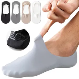 Herren Socken Sommer ohne Spur Eis Silk unsichtbar für Männer lässiges festes Silikon nicht rutschernder atmungsaktives bequemes Baumwollboden Sock 1 Paar