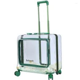 Cat Carriers Durable Clear Luggage Boxes Convenient Four Wheel Silent Pet Box Carrier Transparent Suitcase Breathable