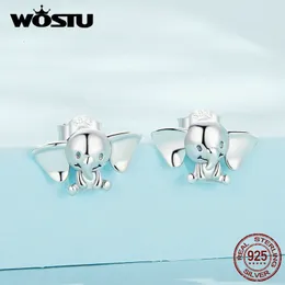 Charm WOSTU 100 925 Sterling Silver Elephant Earrings Cut Animal Ear Studs for Women Girl Fine Jewelry Birthday Party Daily Gift 230817