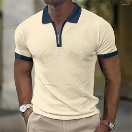 Herrpolos casual trasor randig street polo skjorta blus män t-shirt kläder sommar 5xl överdimensionerad snabb torkning 2023 zip