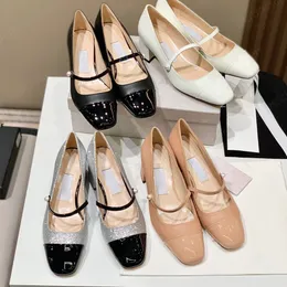 Toppkvalitet Nya kattunge klackar loafers Mary Jane klackar pumpar skor läder kvinnors kontor klänning skor plattform loafers designer sandaler skor fabrik 4,5 cm