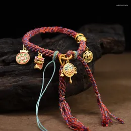 Urok bransolety kolorowe liny w stylu tybetański para tkana ręka bransoletka mniejszościowa thangka strażyn etniczny sznur biżuteria