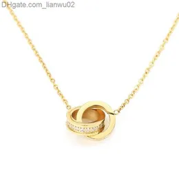 Pendant Necklaces Fashion Classic Design Pendant Love screw cap Necklace for men women double Loop ring full cz two rows diamond Collier octagonal Z230817