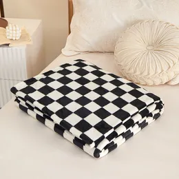 New Chessboard Grid Flannel Blanket Thickened Milk Flannel Blanket Coral Fleece Nap Blanket Group Purchase Gift Blanket