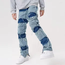 Jeans maschile maschi ropa grunge y2k streetwear pantaloni larghi uomini vestiti dritti patchwork pantaloni in denim homme