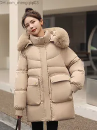 Mulheres Down Down Parkas feita à mão Dove Cotton Mat Long Snow Park Women Feminino Grande decote de pêlo de pele destacável Jaqueta com capuz feminino Casaco de vento feminino Z230817