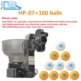 طاولة تنس المطاط Huipang HP07 Table Tennis Robot Machine100 Ping Pong Balls في الهواء الطلق تدريب معدات اللياقة البدنية الرياضية 230816