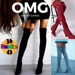 Boots 2019 New Shoes Women Boots Black Over the Knee Boots Sexy Female Autumn Winter lady Thigh High Boots Size 34-43 T230817