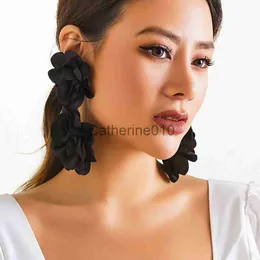 Encanto Exagerado Enorme Pendientes De Flores De Tela