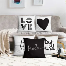 Cuscino alla moda in bianco e nero semplice lettere inglesi Copertina di divano di divano di divani per la casa HKD230817