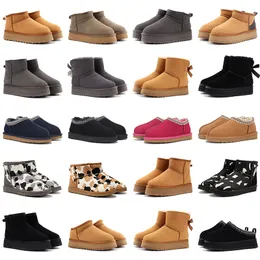 Tazz Boot Tasman Terplik Kestane Kürk Slaytlar Koyun Dinini Shearling Tazz Yeni Katırlar Kadın Erkekler Ultra Platform Bot Slip-On Ayakkabılar Süet Üst Sonbahar Kış Uggity 36-43