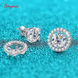 Charm Smyoue 2CT03CT Tam Saplama Küpe Köpüklü Elmas Düğün Partisi Kulak Sapı S925 STERLING Gümüş Takı 230817