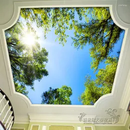 Wallpapers Wholesale Green Trees And Sun Murals 3d Wall Ceiling Wallpaper Mural