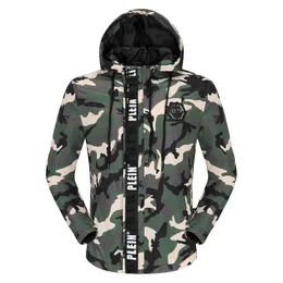 Modepullover Camouflage Trench Coat Herren-Langarm-Metallbuchstaben Plein Plan Europäischer Modetrend Rundhals Jacke P6957