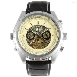 Orologi da polso alla moda top brand brand hollow tourbillon bar bar a calendario rotondo automatico display orologio da polso in pelle