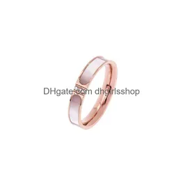 Anéis de casca branca de aço de aço solitário anéis de ouro rosa cor de ouro rosa cor cúbica de zirconia para mulheres entrega de gotas de jóias de jóias dhkmj