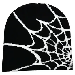 BeanieSkull Caps Spider Web Beanies Y2K Gothic Jacquard Strickmütze Wolle AcrylDamen Winter Warme Skimützen Skullies Elastische Sportkappe 230816