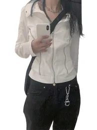 Kadınlar Ceket Sıradan Vintage Uzun Kollu Stand Yakası fermuar Clre Sold Serin Güz Çıkışı 230816