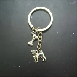 سلاسل المفاتيح Pug Keychain charm Charm Dog Key Chain Bone Pet Gifts