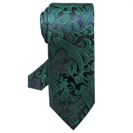 Bow Ties jedwabna marka Paisley Green Tie Men Est Style 8 cm luksusowy krawat akcesoria ślubne