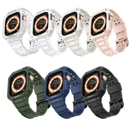 7 Cores 2 em 1 tpu tpu com estojo para a Apple Watch Band Ultra 49mm Bracelet Correa Sports Rugged Casos Iwatch Ultra 49 Pulseira
