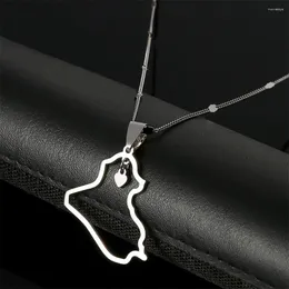 Collane a pendente Repubblica in acciaio inossidabile Repubblica dell'Iraq Collana Mappa Heart