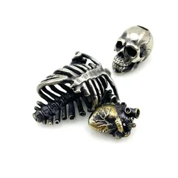 Outdoor Gadgets 1 Set Brass White Skeleton Knife Beads Outdoors Tools EDC Frame Skull Heart DIY Lanyard Pendants Key Rings Accessories 230816