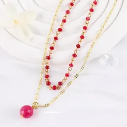 Naszyjniki wisiorek twórcy czerwony szklany wisiorki łańcuchy mody mody biżuterii