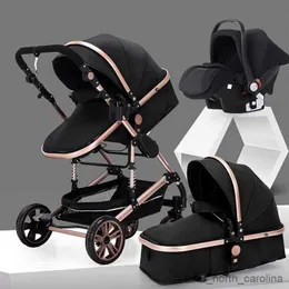 Barnvagnar# Baby Barnvagn Portable Baby Carriage Fold Pram Aluminium Frame High Landscape Barnvagnar för nyfödd Baby Trolley Car Seat R230817