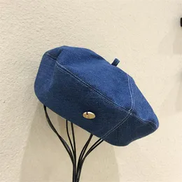 Berretti da donna Berretto in denim Cappello Jeans Berretti Cappelli da pittore Cappello a cuffia primaverile Cappello ottagonale retrò Cappellino con visiera per il tempo libero da donna all'aperto 230816